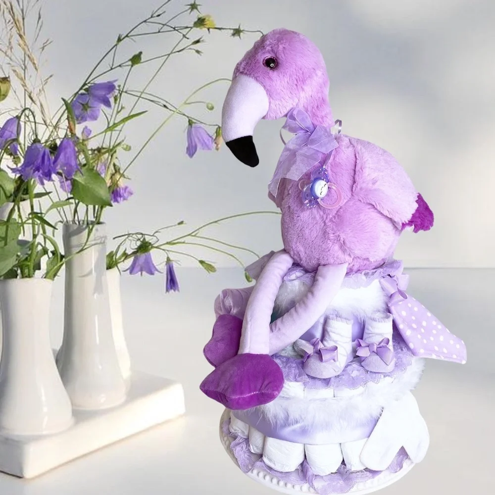 Flamingo Diaper Cake, Flamingo Themed